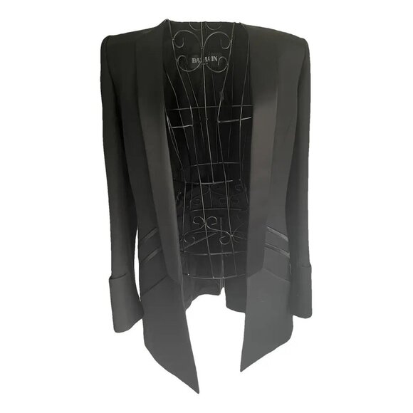 Balmain Satin-Trimmed Wool Blazer FR 40 - Picture 2 of 9